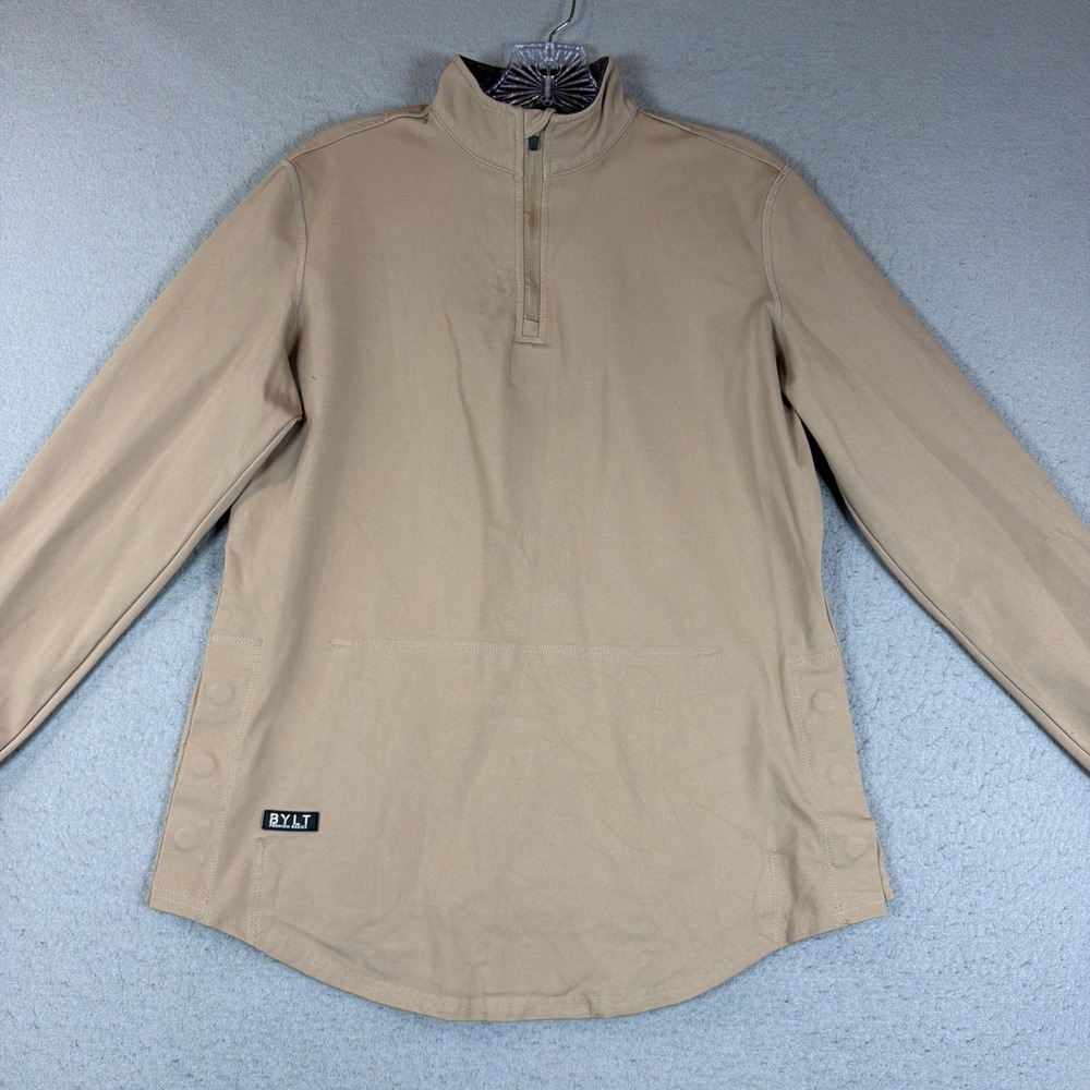 BYLT Premium Basics Womens Fairway 1/4 Zip Medium Tan Pullover Magnetic